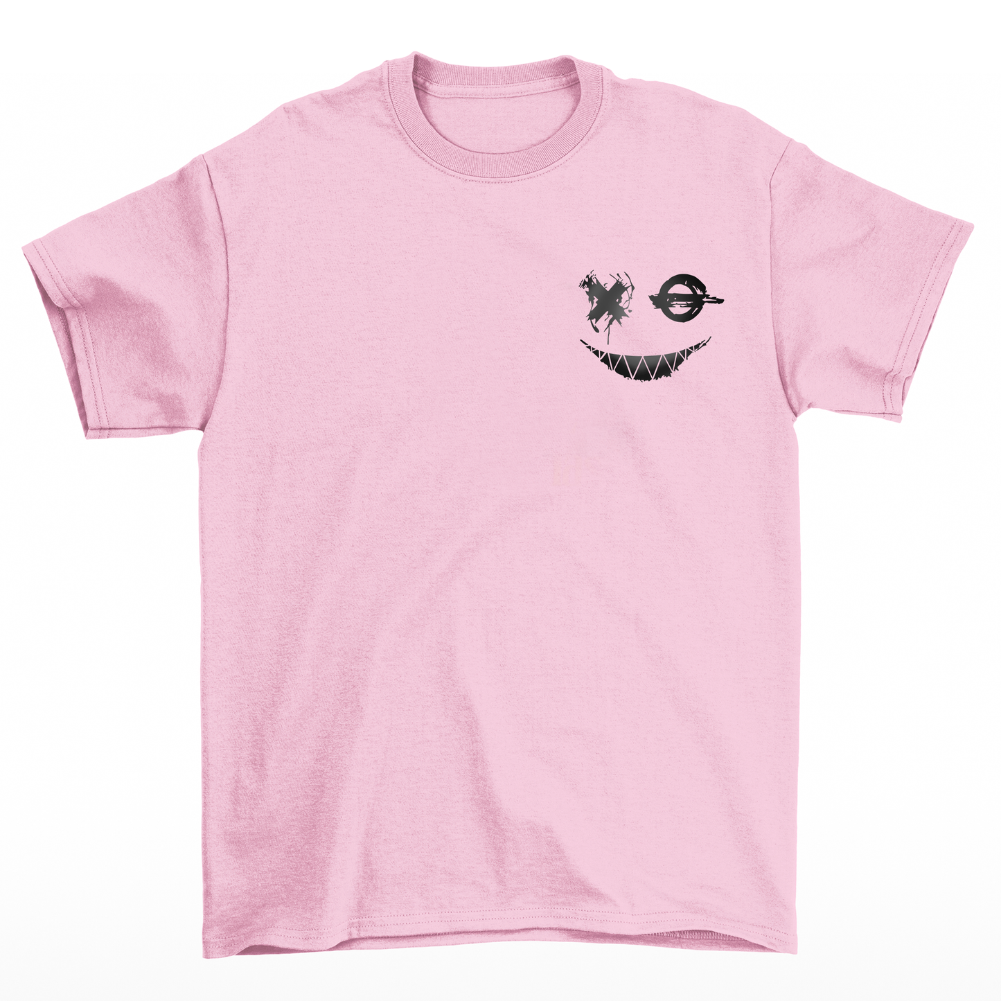 Camiseta Básica Unissex Dark Smile XO Face - rosa bebê