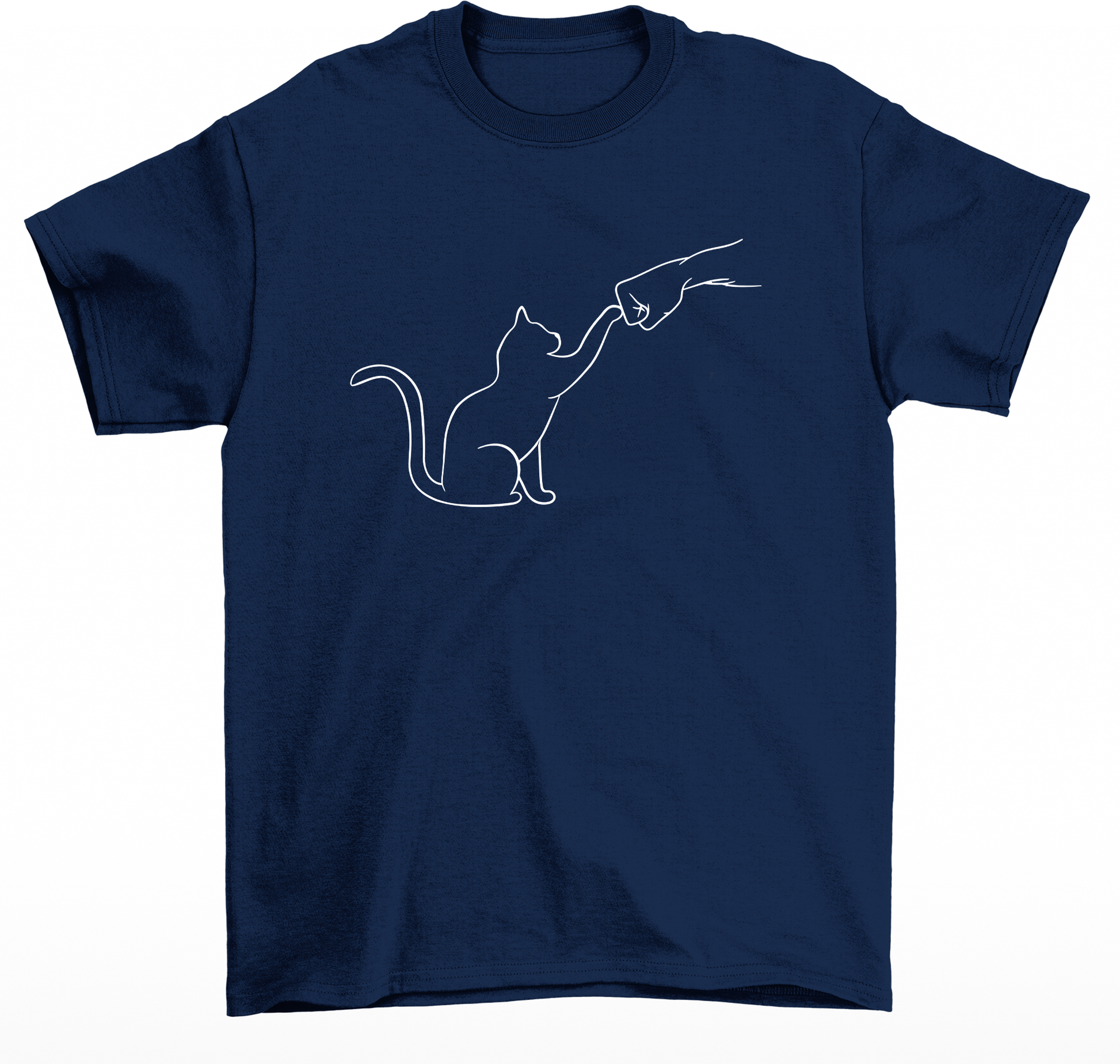 Camiseta básica com estampa Gatinho friend- Azul-marinho