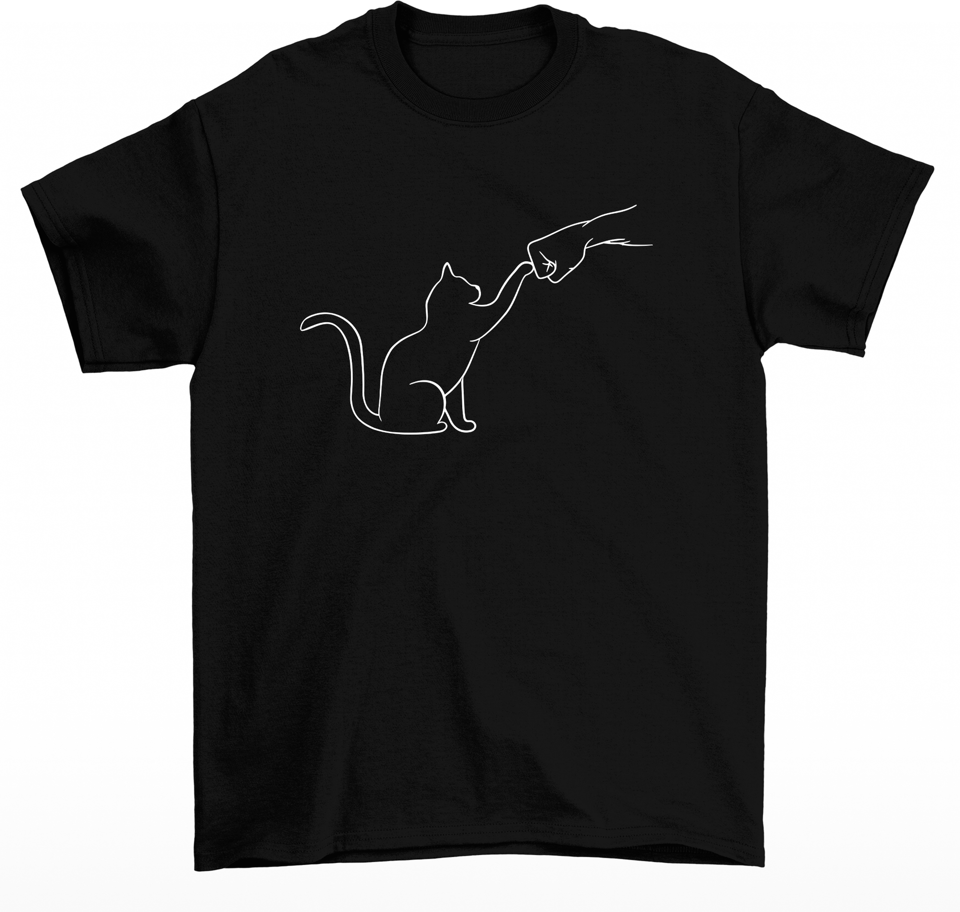 Camiseta básica com estampa Gatinho friend- Preto
