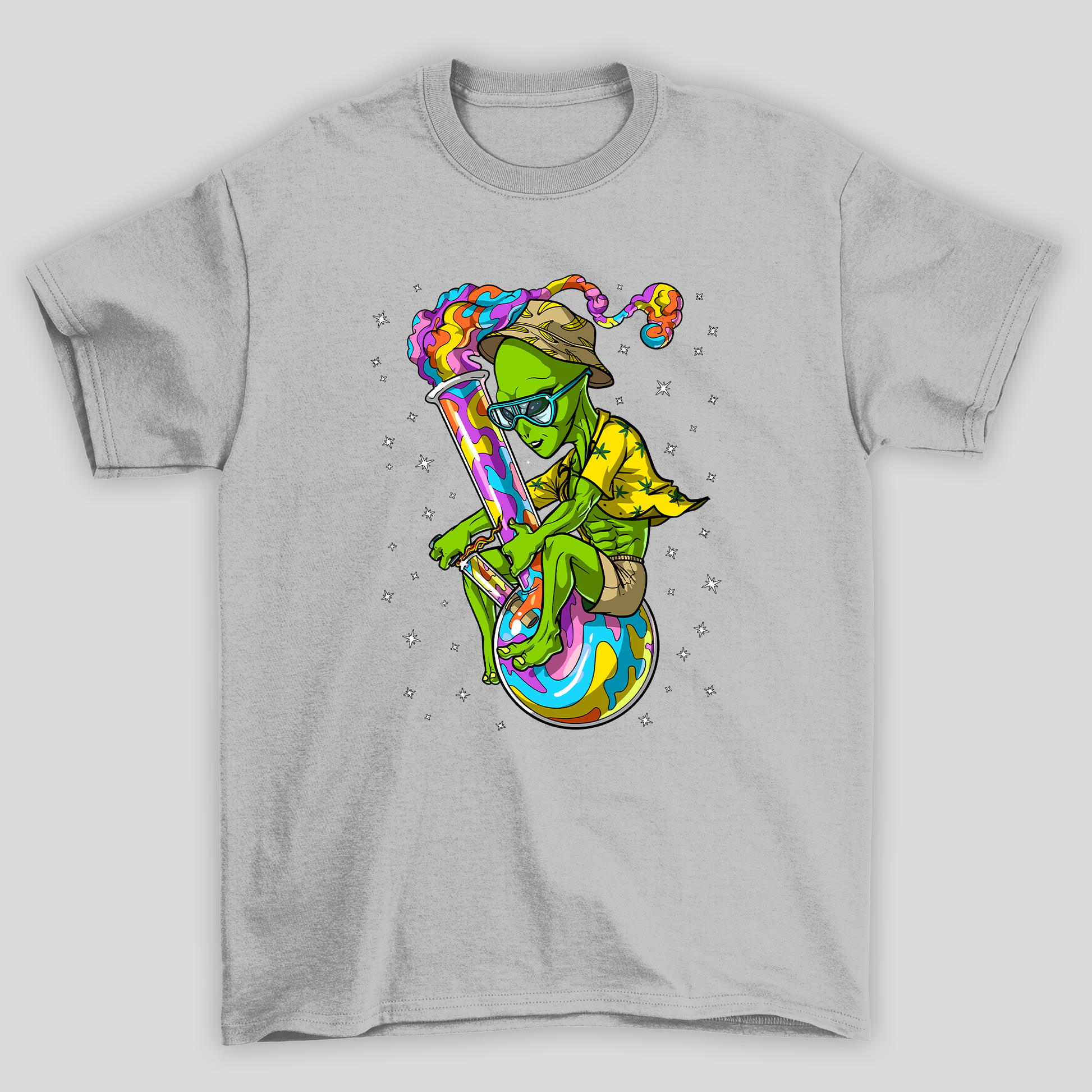 Camiseta Básica Alienigena Psicodelico- CINZA 