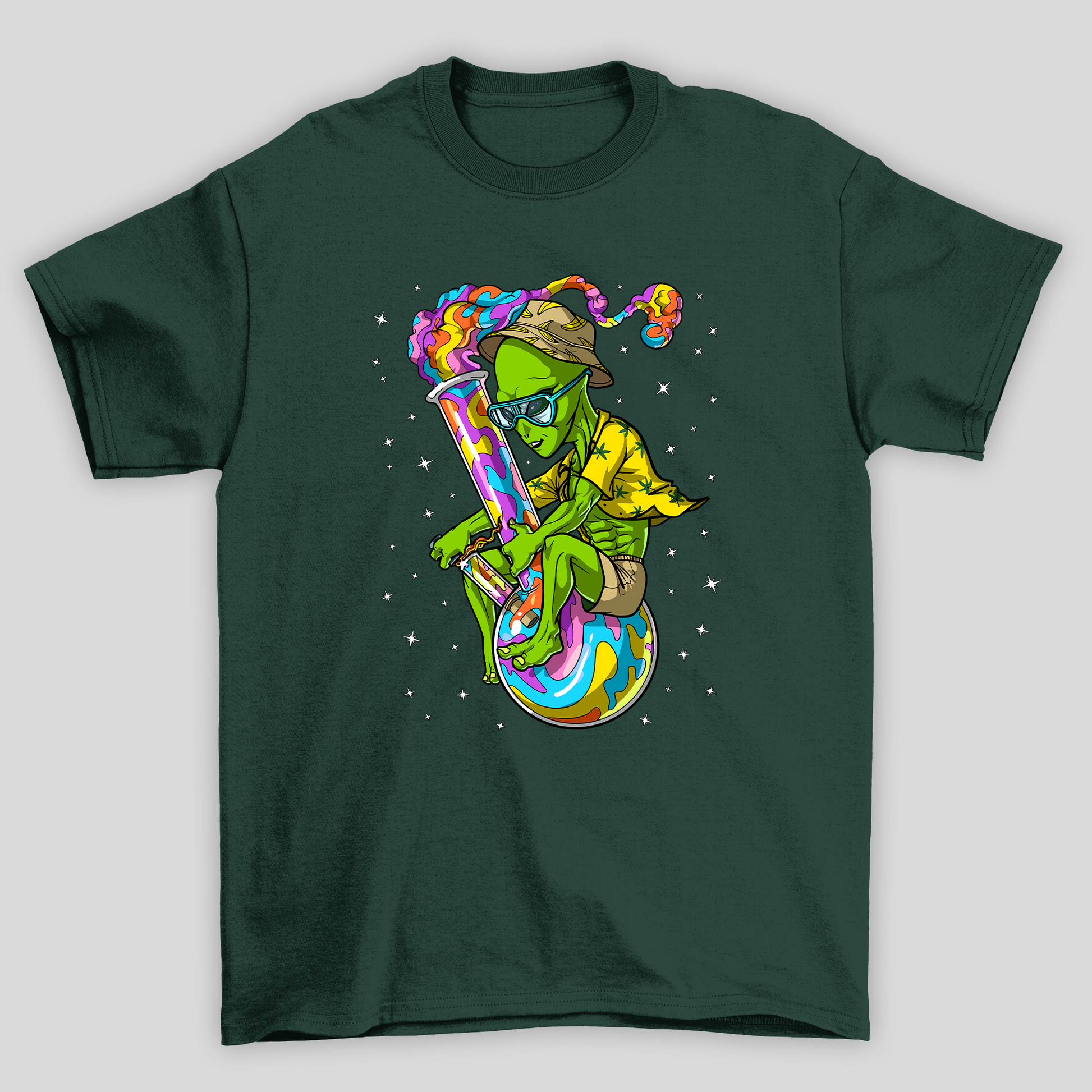 Camiseta Básica Verde Alienigena Psicodelico -VERDE 