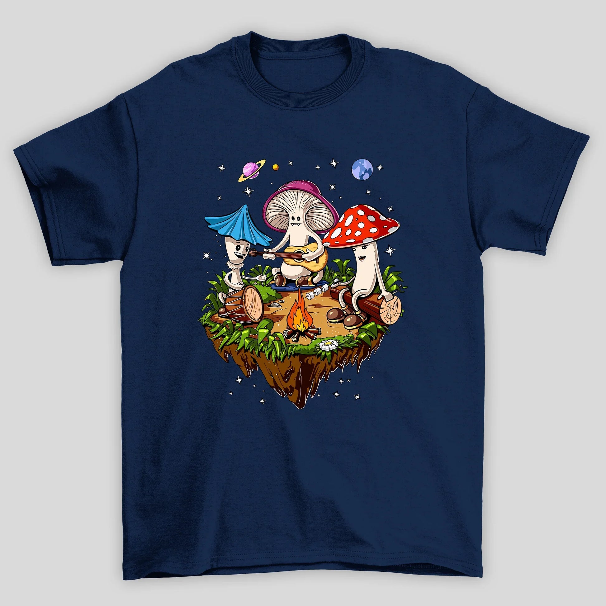 Camiseta Básica Acampamento Cogumelos Mágicos - AZUL MARINHO 