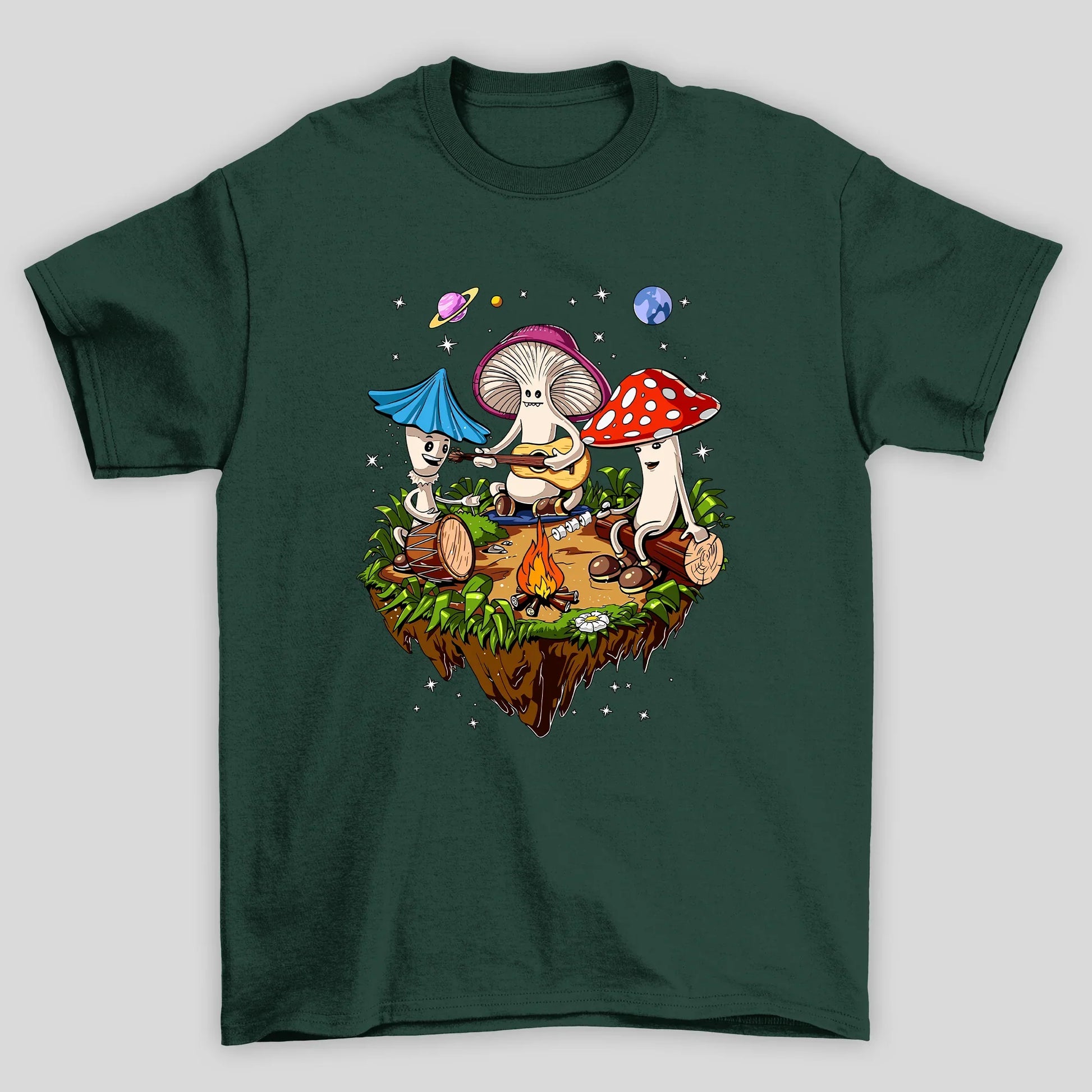 Camiseta Básica Acampamento Cogumelos Mágicos - VERDE 