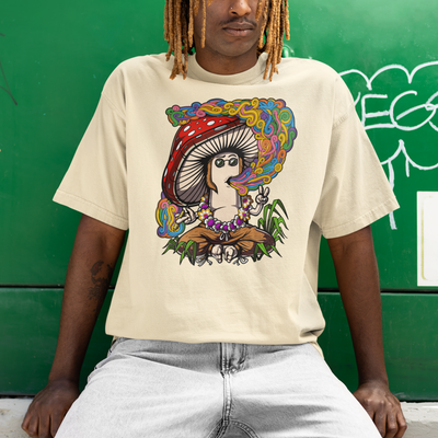 Camiseta Básica Cogumelo Mágico Hippie - PÉROLA 