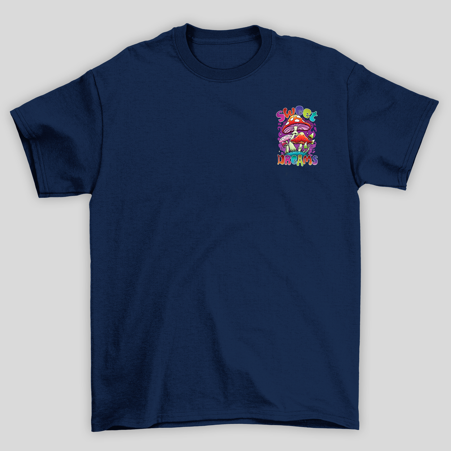 Camiseta Básica Azul Marinho Sweet Dreams Cogumelos Mágicos