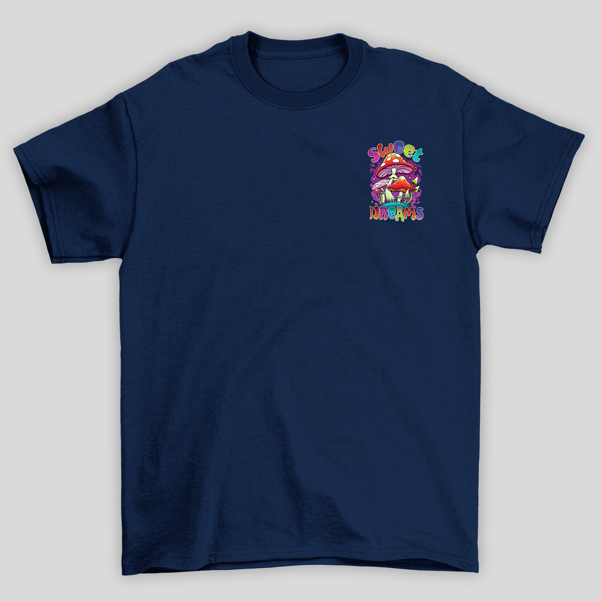 Camiseta Básica Azul Marinho Sweet Dreams Cogumelos Mágicos