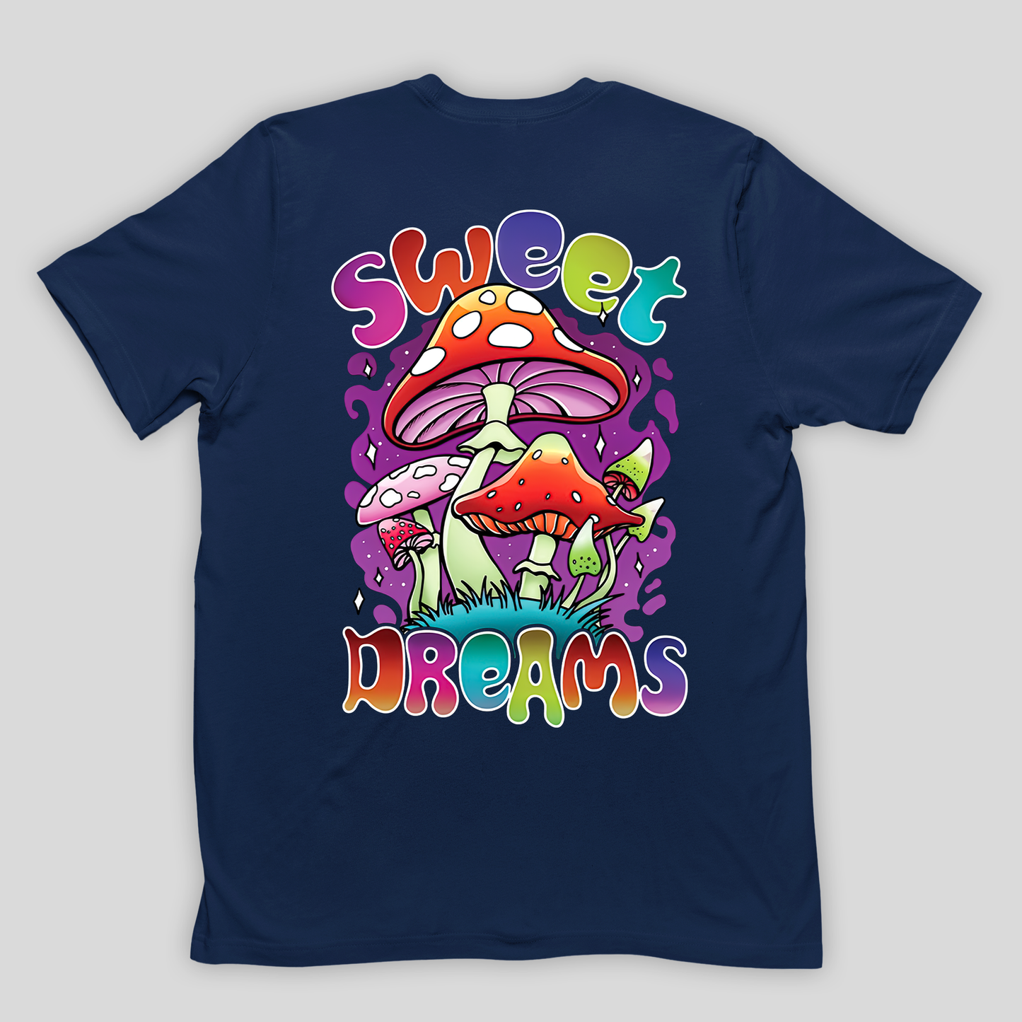 Camiseta Básica Azul Marinho Sweet Dreams Cogumelos Mágicos