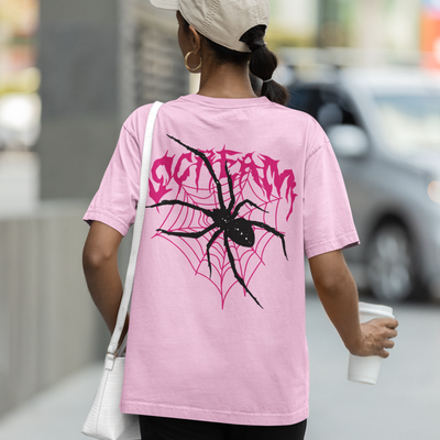 Camiseta Básica Scream Aranha Teia - ROSA BEBE 