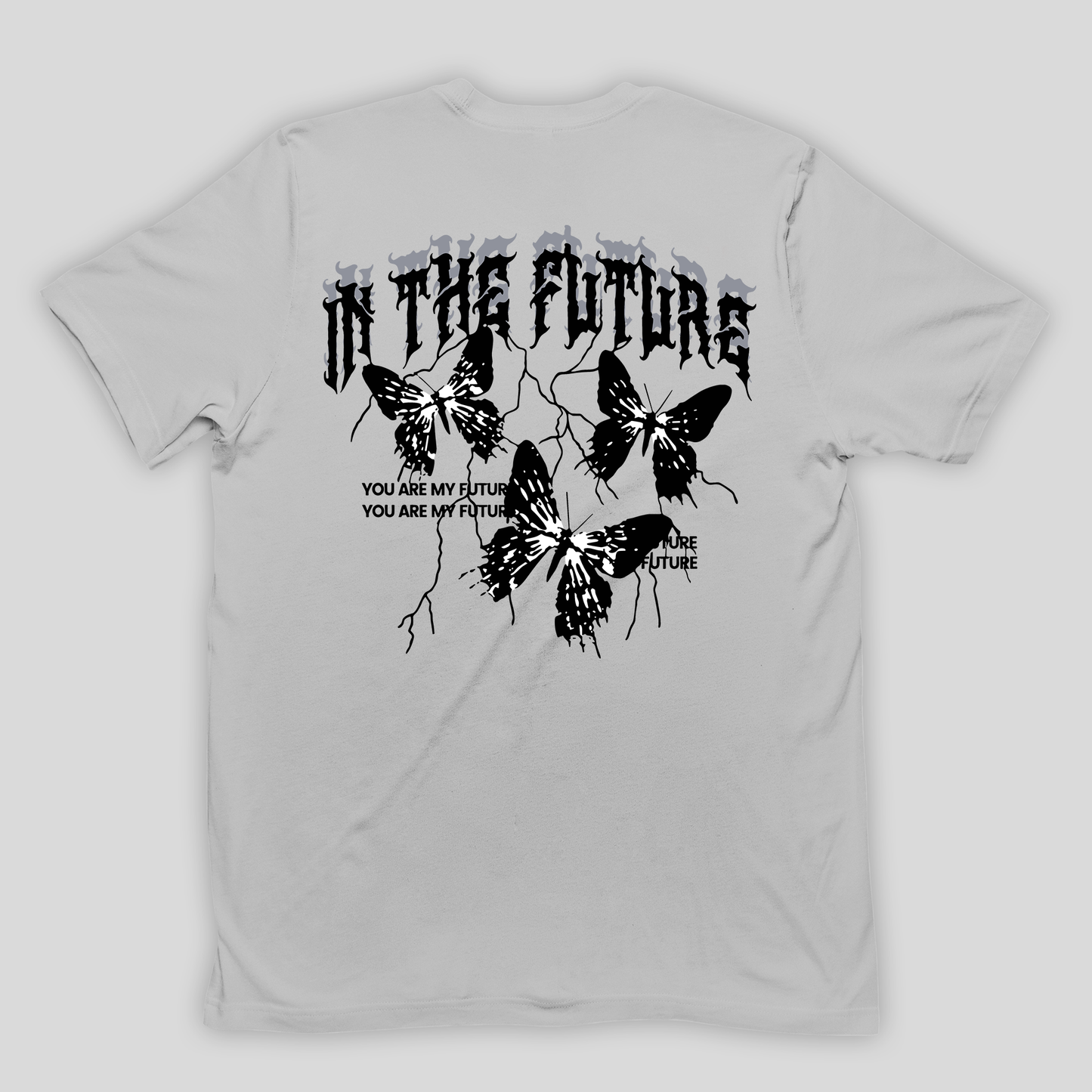 Camiseta Básica Unissex In The Future Butterfly Cinza 
