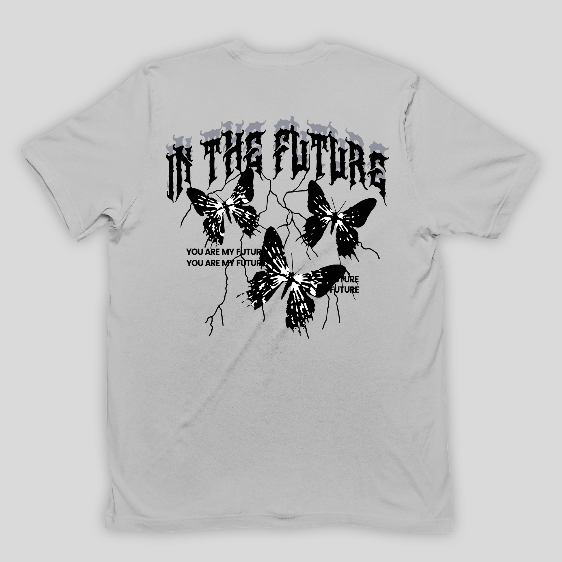 Camiseta Básica Unissex In The Future Butterfly Cinza 