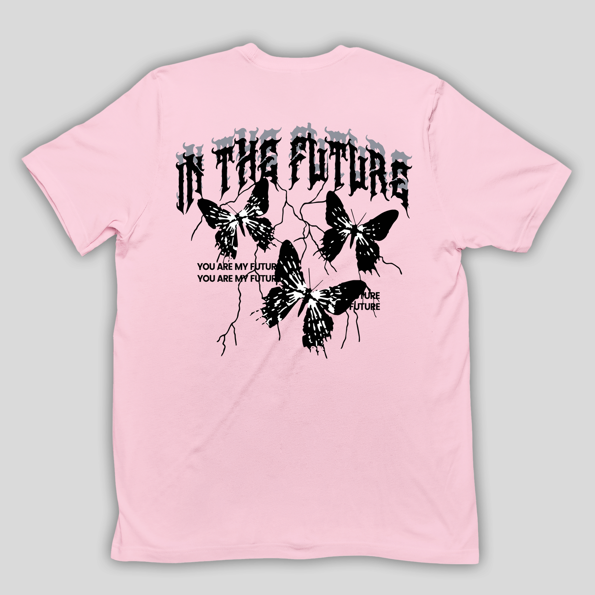 Camiseta Básica Unissex In The Future Butterfly Rosa Bebê