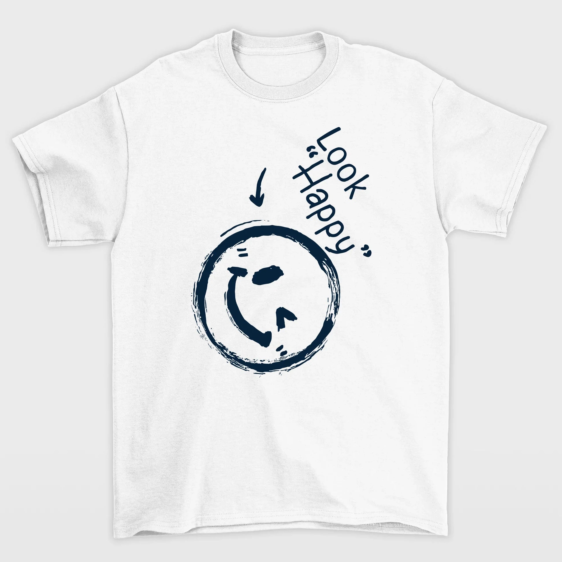 Camiseta Básica Unissex Look Happy Smile - branco