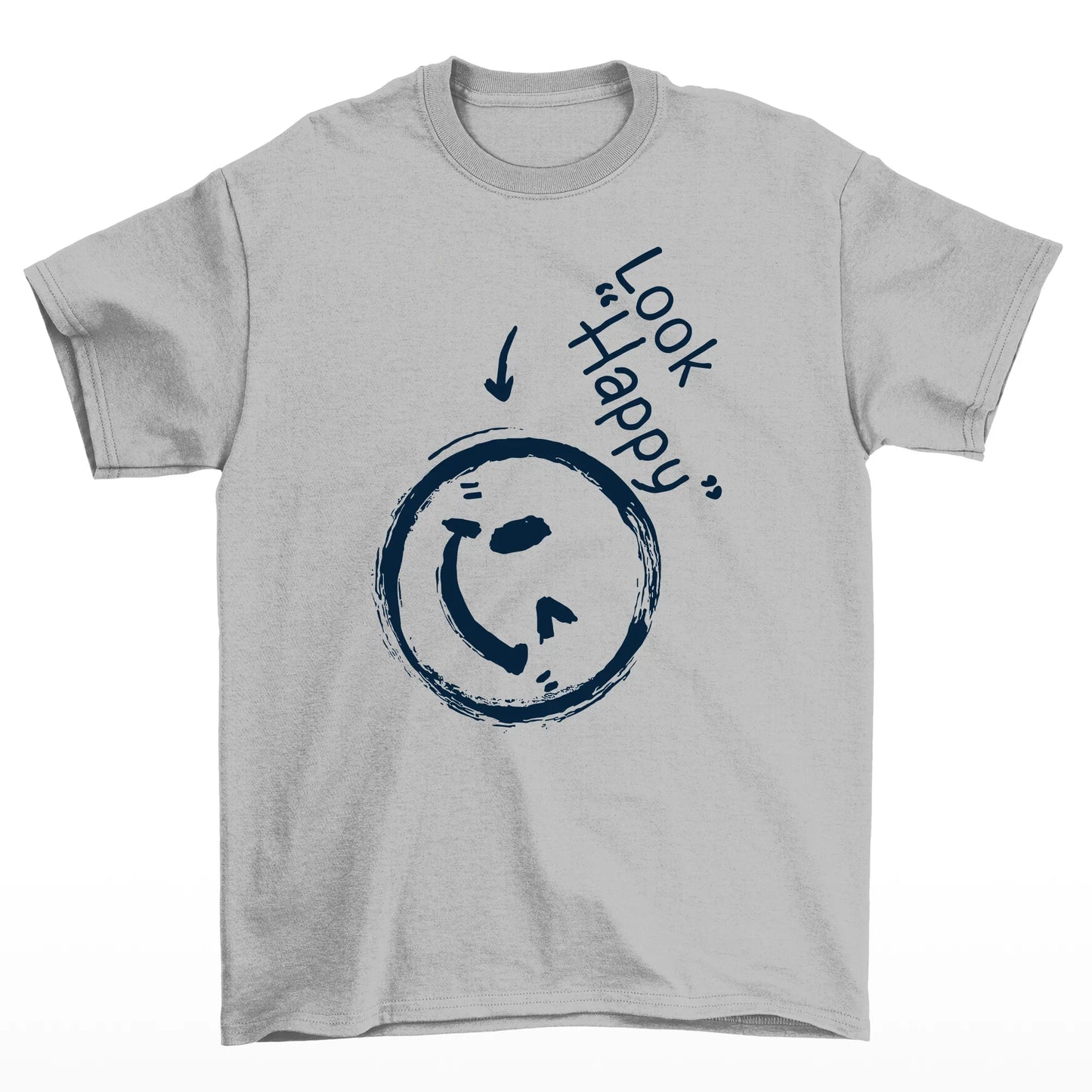 Camiseta Básica Unissex Look Happy Smile - cinza