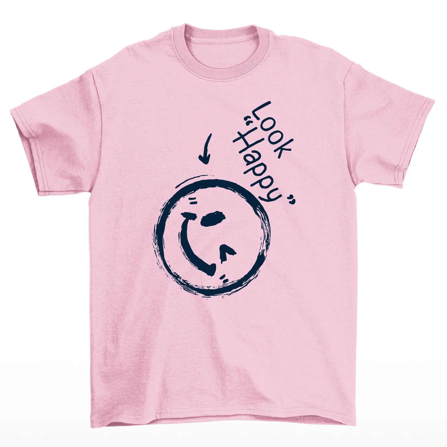 Camiseta Básica Unissex Look Happy Smile - rosa bebê