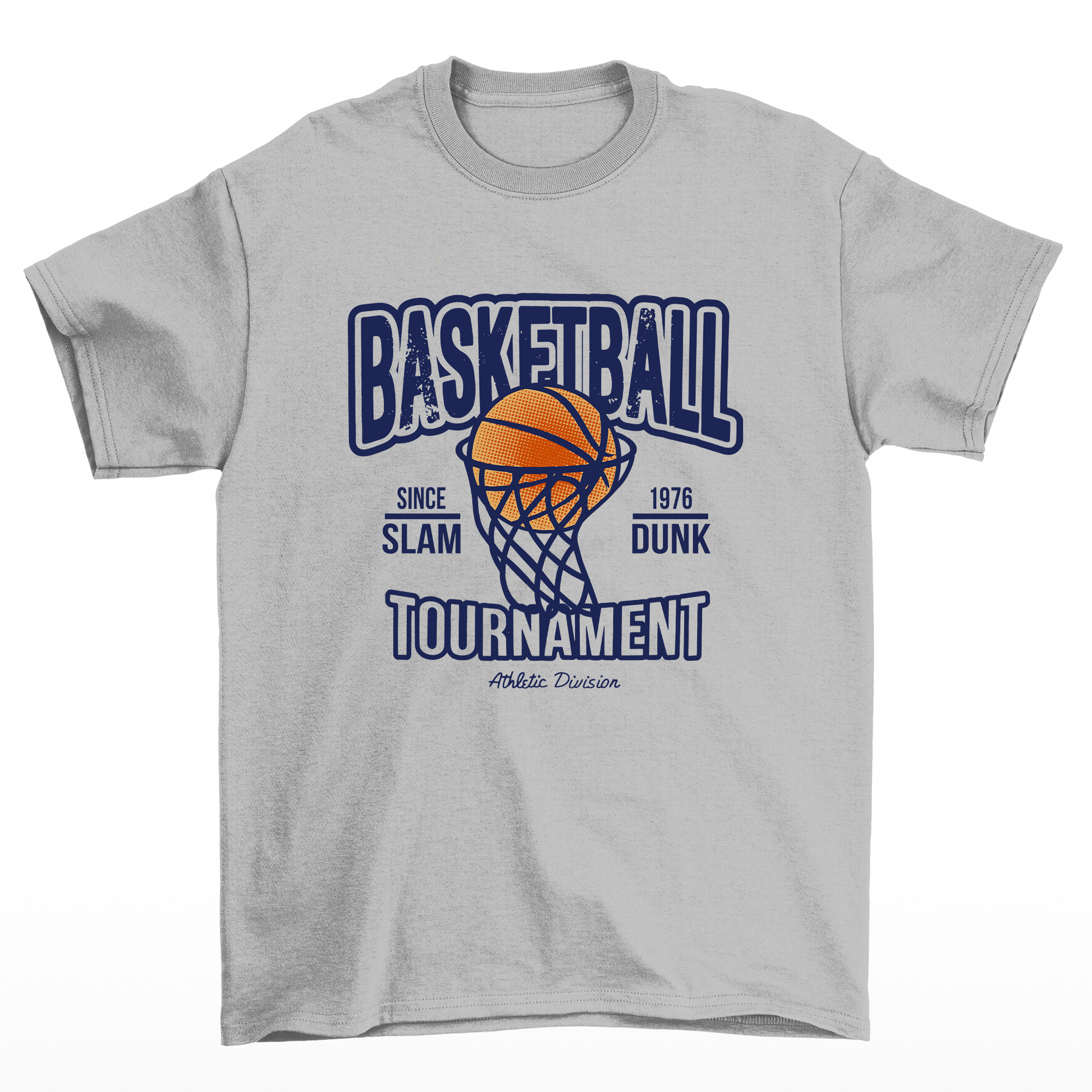 camiseta básica  com estampa de cesta de basquete - cinza