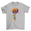 camiseta básica cinza com estampa de dedo girando bola basquete colorido - Cinza 