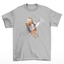 Camiseta Básica Unissex Com Estampa Gatinho Preso Na Fita- CINZA