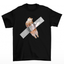 Camiseta Básica Unissex Com Estampa Gatinho Preso Na Fita- PRETO