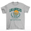 camiseta básica cinza com estampa de bola na cesta basquete los angeles - Cinza
