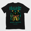 Camiseta Básica Com Estampa Gatinho Preto Segurando Moeda- Preto