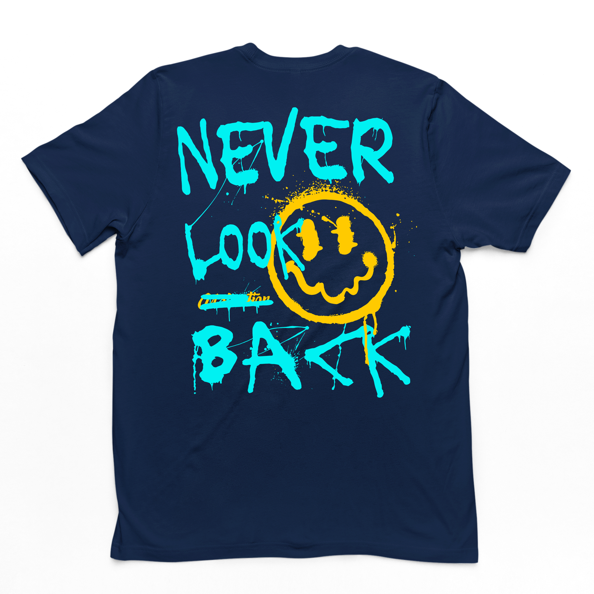 Camiseta Básica Unissex Never Look Back - azul- marinho