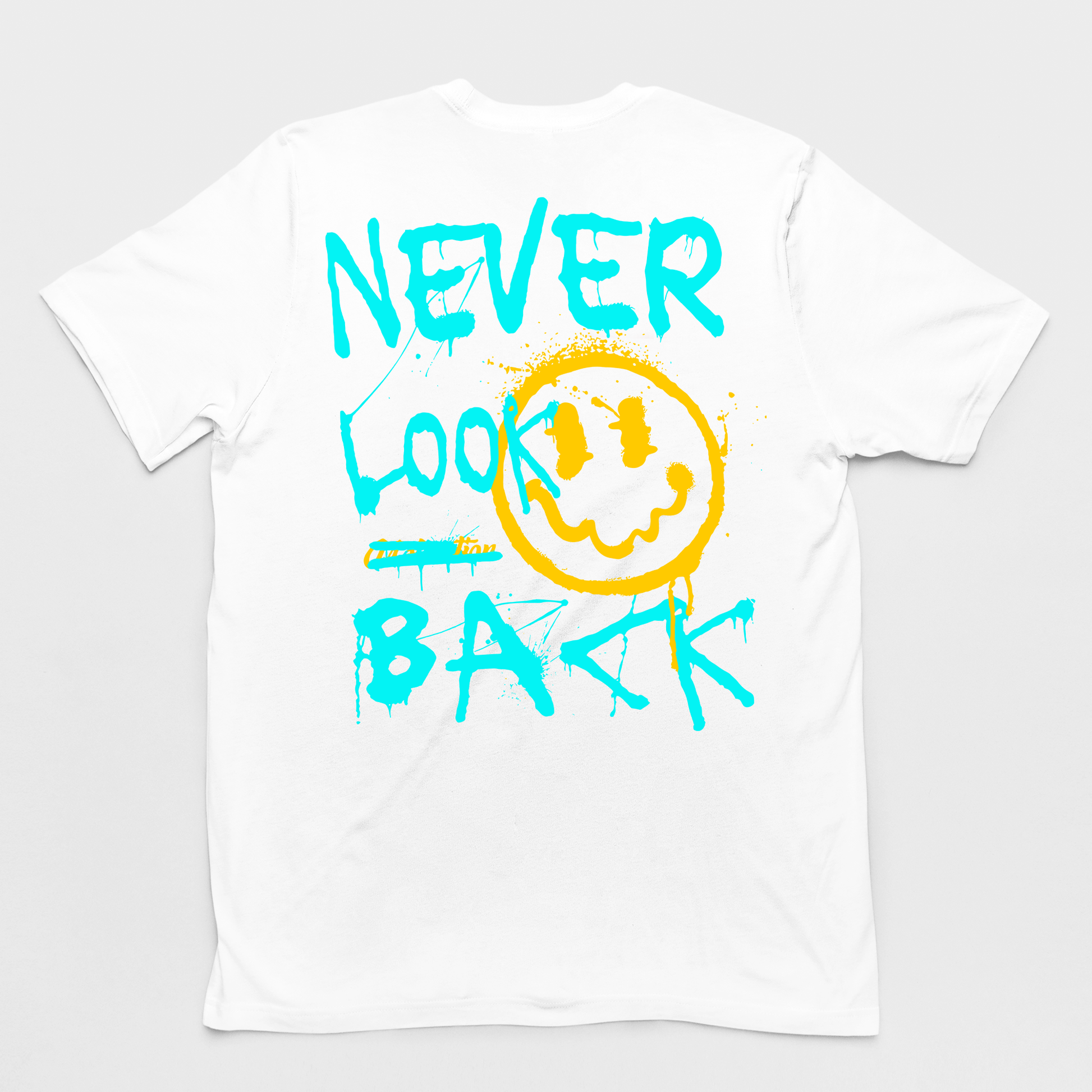 Camiseta Básica Unissex Never Look Back- branco