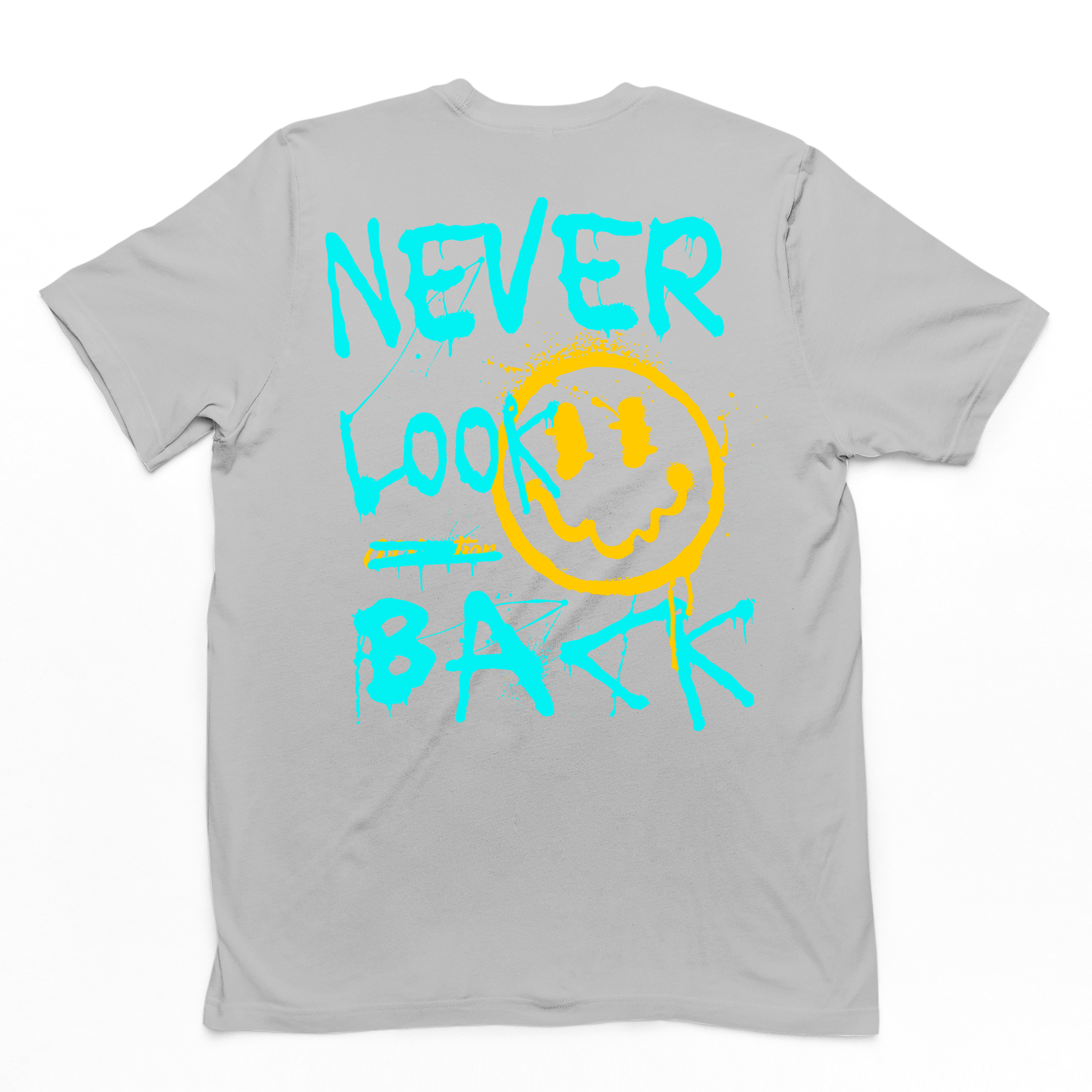 Camiseta Básica Unissex Never Look Back - cinza
