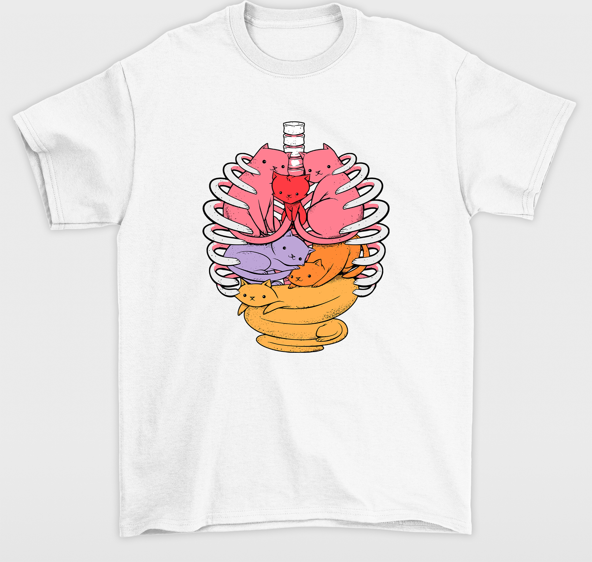 Camiseta Feminina Com Estampa Gatinhos Orgãos- Branco