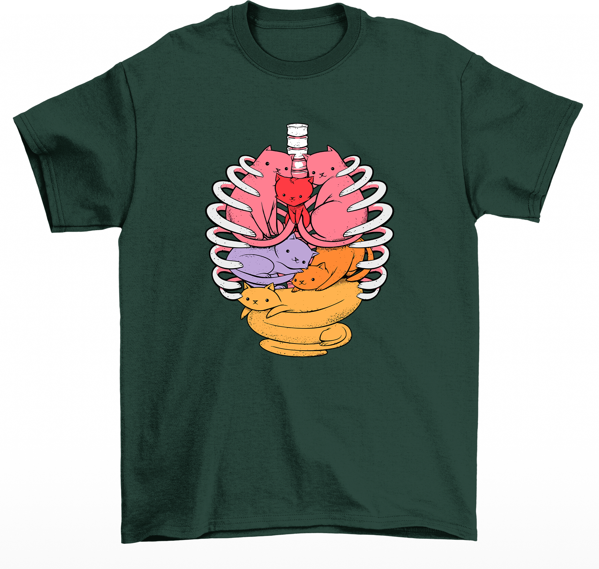 Camiseta Feminina Com Estampa Gatinhos Orgãos- Verde