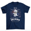 Camiseta Básica Com Estampa Gatinho Morcego Gótico- Azul-marinho