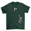 camiseta básica  com estampa de esqueleto jogando basquete - verde