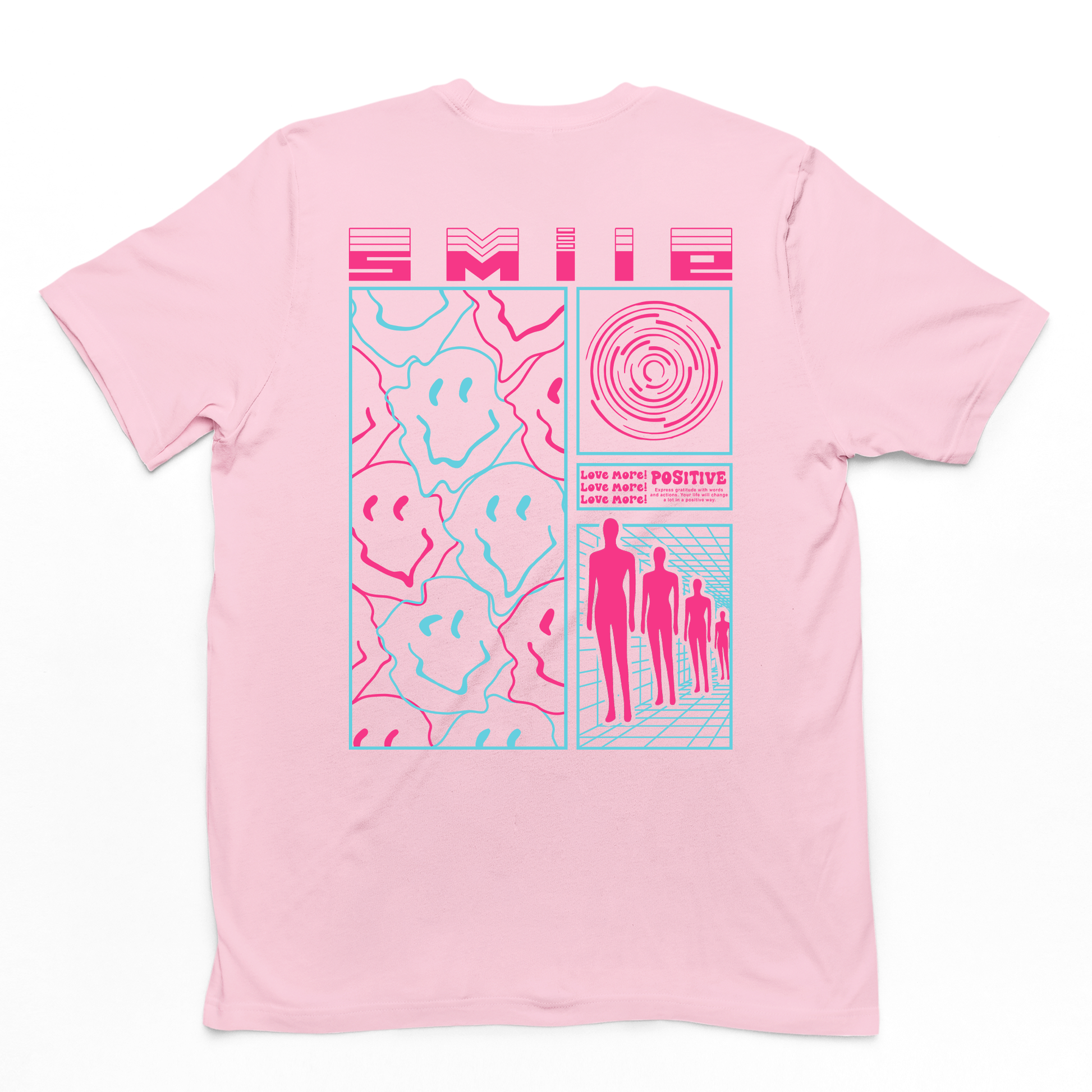 Camiseta Masculina Smile Psycodelic Street - rosa bebê