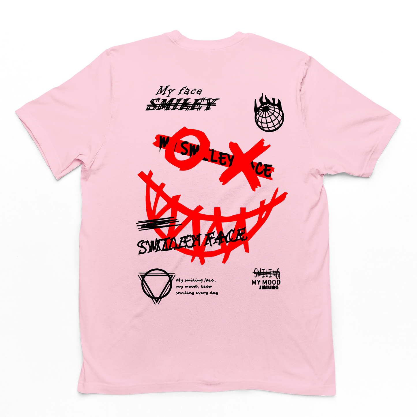 Camiseta Masculina Street Smile XO Smiling Face - rosa bebê