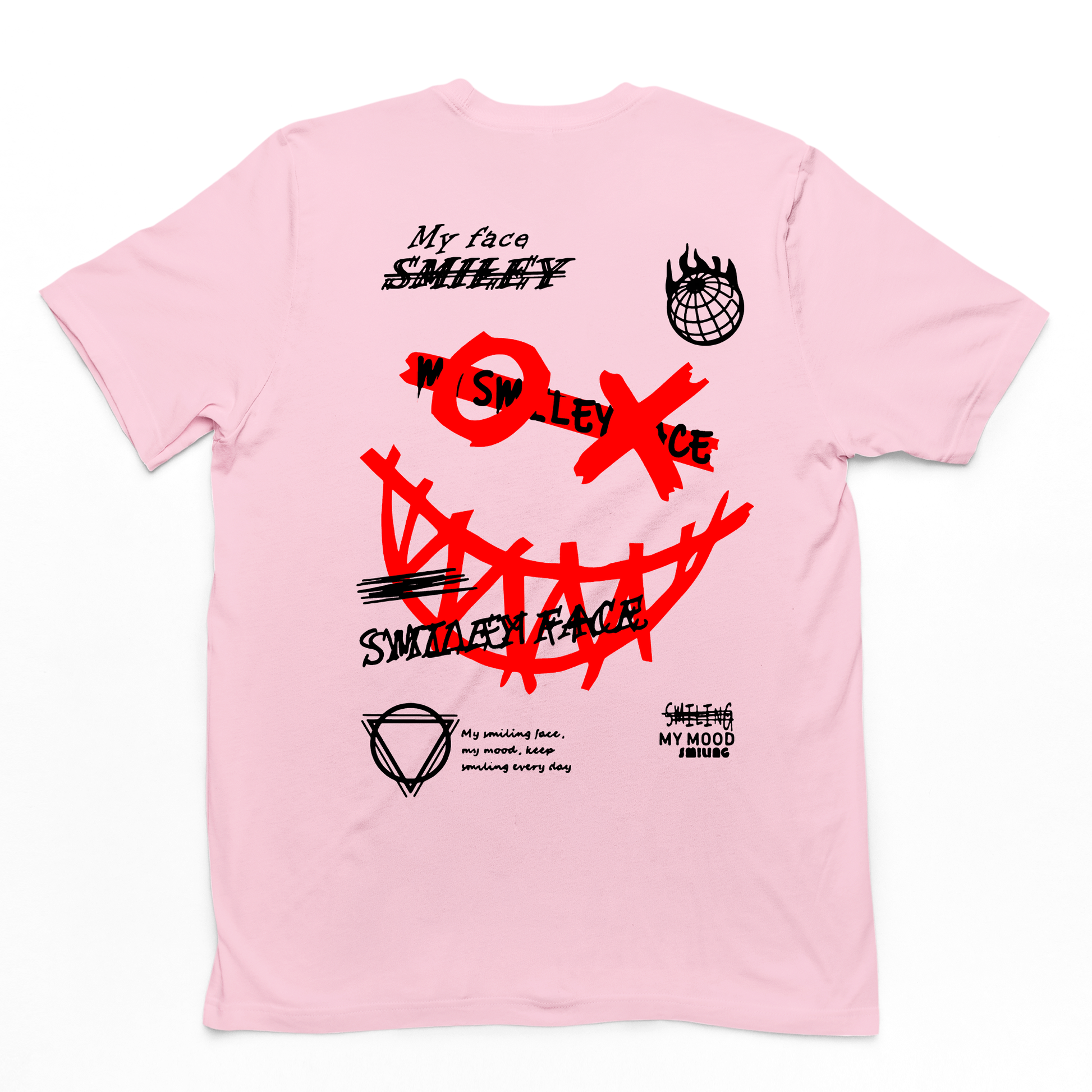 Camiseta Masculina Street Smile XO Smiling Face - rosa bebê