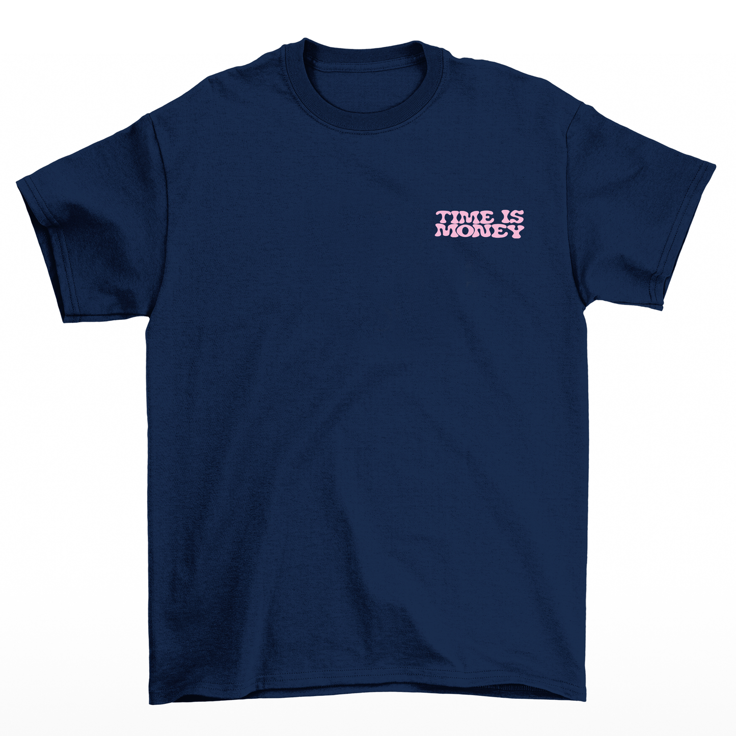 Camiseta Básica Unissex Time Is Money Smile - azul-marinho