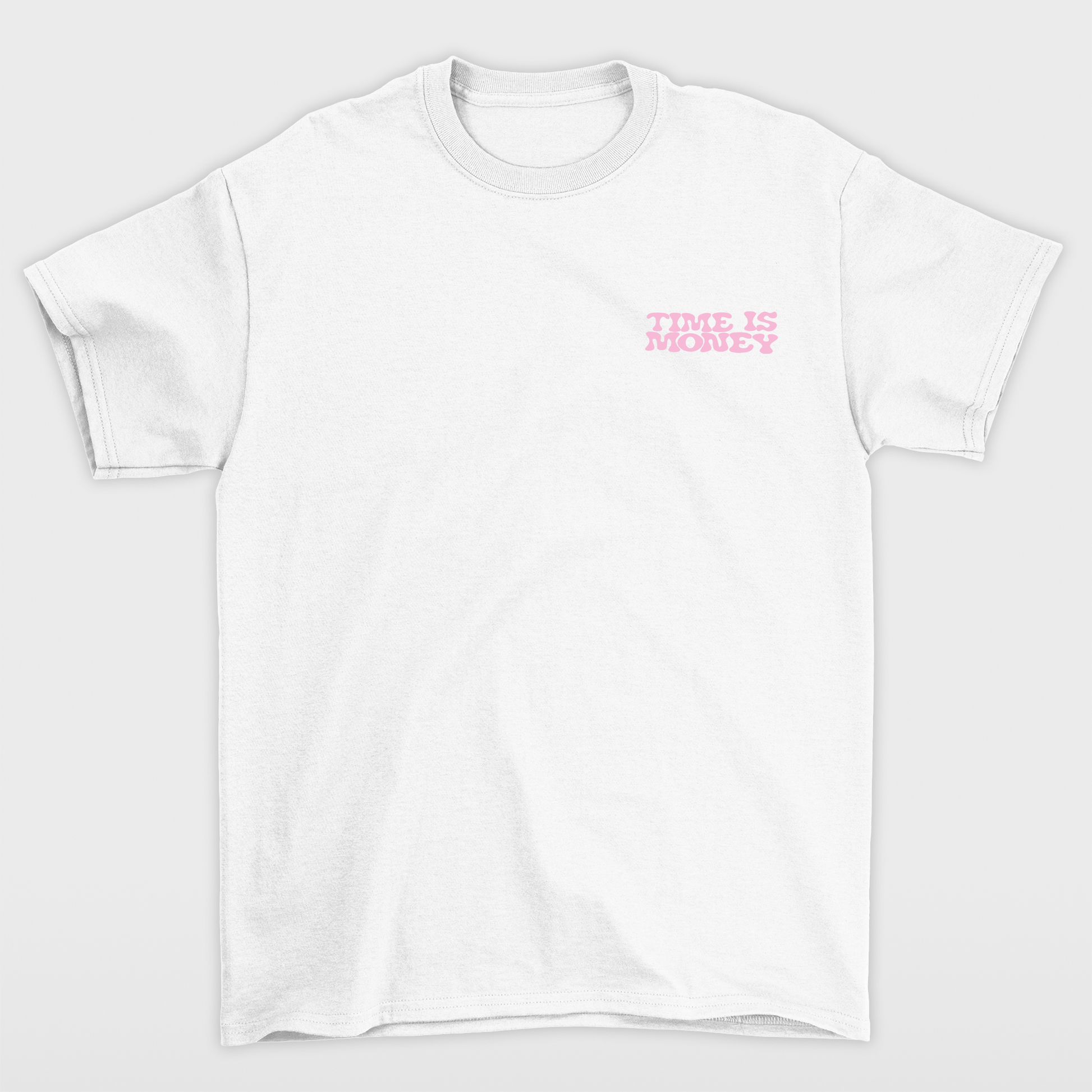 Camiseta Básica Unissex Time Is Money Smile - branco