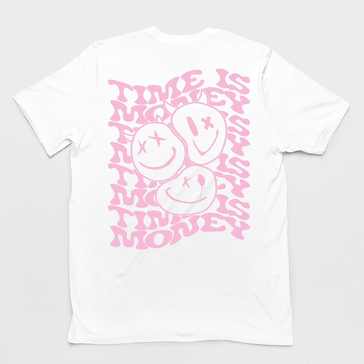 Camiseta Básica Unissex Time Is Money Smile - branco