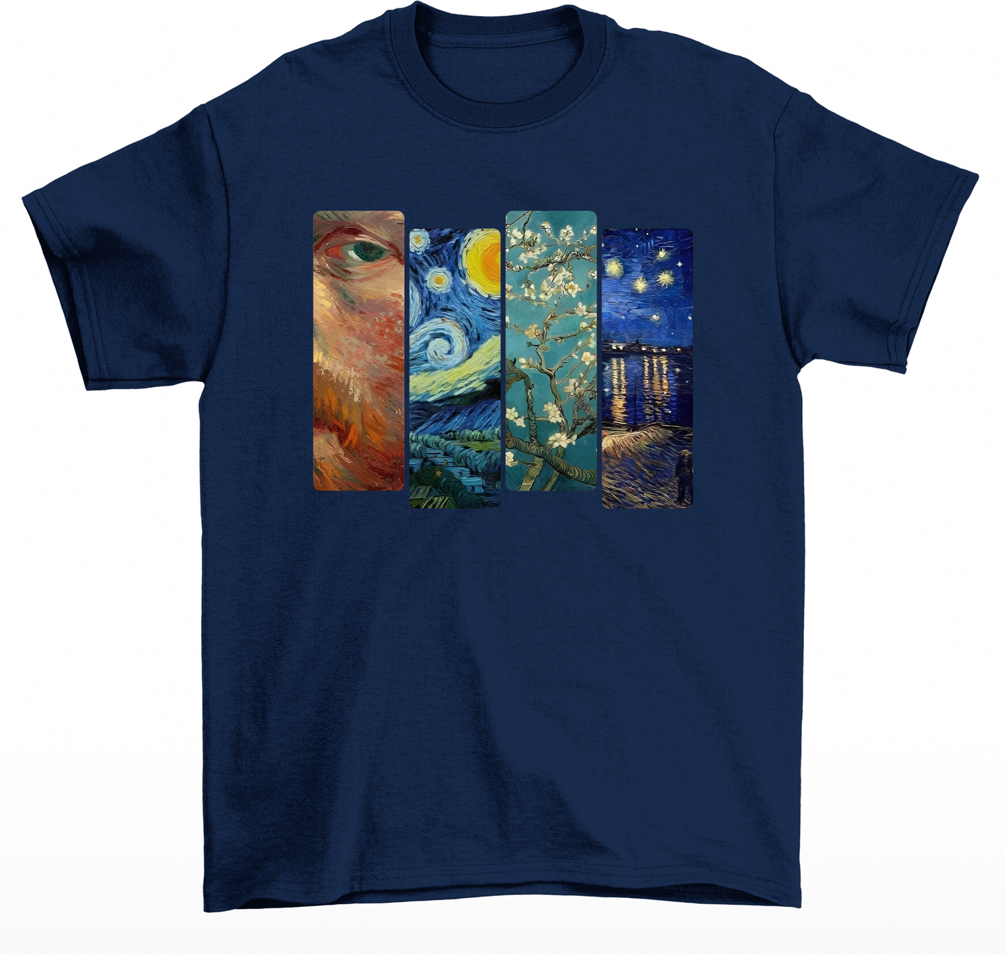 Camiseta Basica Com Colagens  -VAN GOGH ART- Azul- marinho