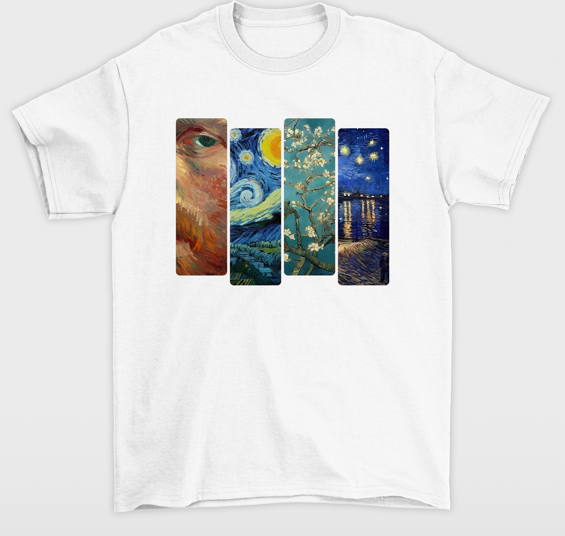 Camiseta Basica Com Colagens  -VAN GOGH ART- Branco