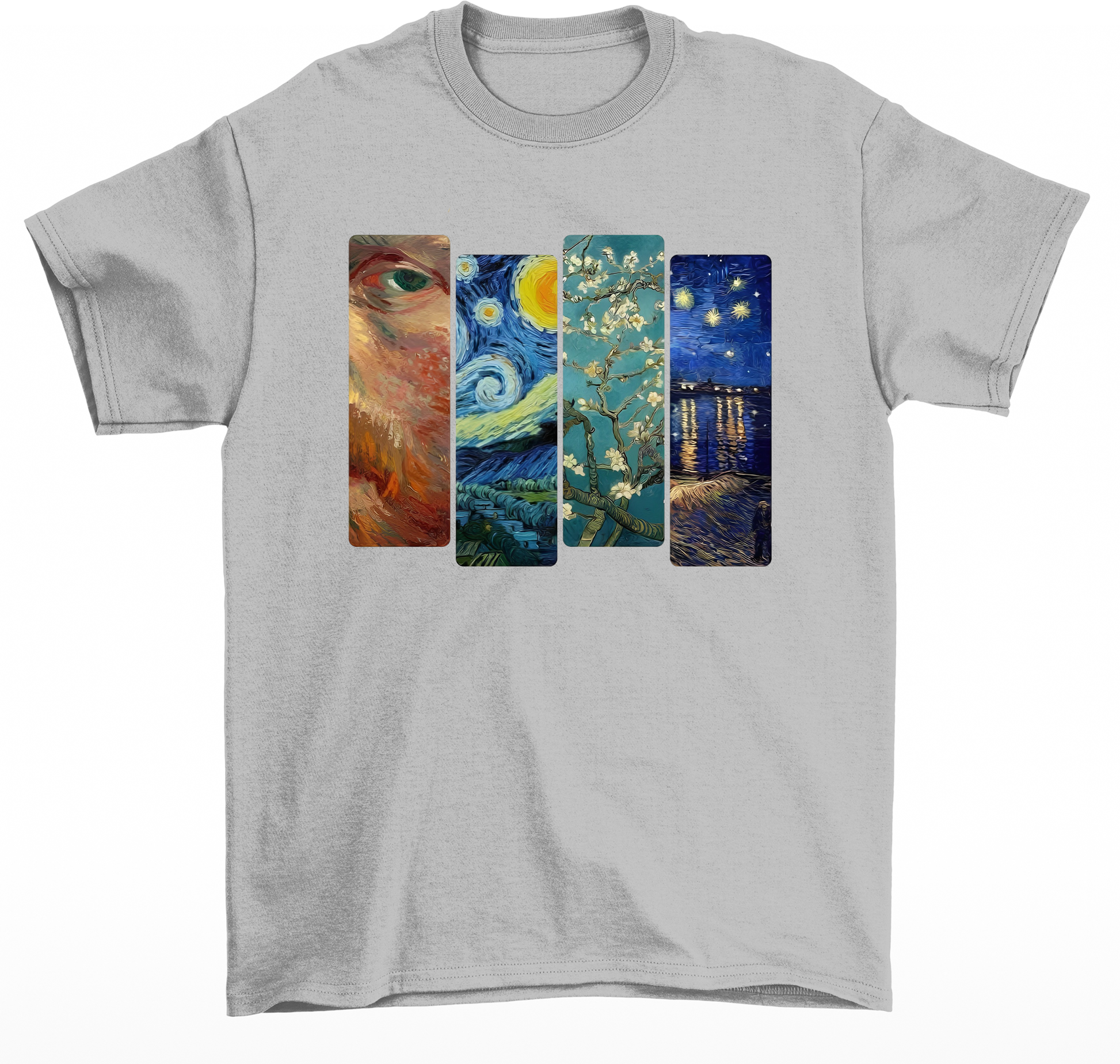 Camiseta Basica Com Colagens  -VAN GOGH ART- Cinza