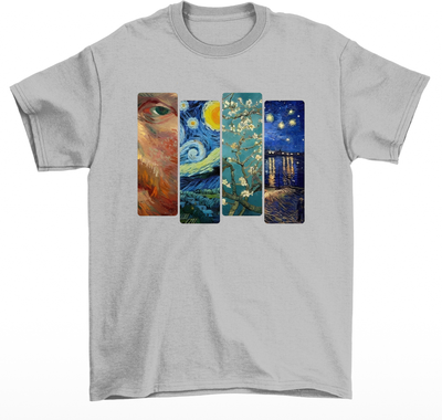 Camiseta Basica Com Colagens  -VAN GOGH ART- Cinza