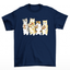 Camiseta Básica Com Estampa Gatinhos Comendo Pizza- Azul-marinho