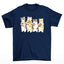 Camiseta Básica Com Estampa Gatinhos Comendo Pizza- Azul-marinho
