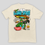 camiseta básica pérola com estampa de alien e disco voador
