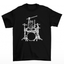 camiseta básica com estampa gatinho baterista- Preto
