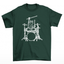 camiseta básica com estampa gatinho baterista- Verde