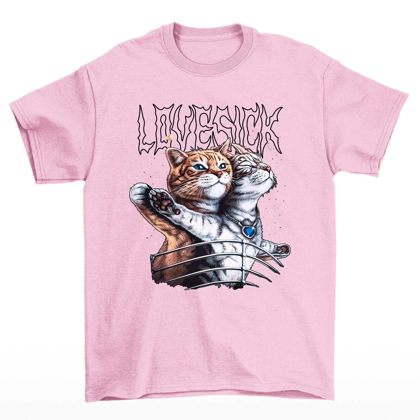 Camiseta básica Com Estampa Gatinho Titanic- rosa bebe
