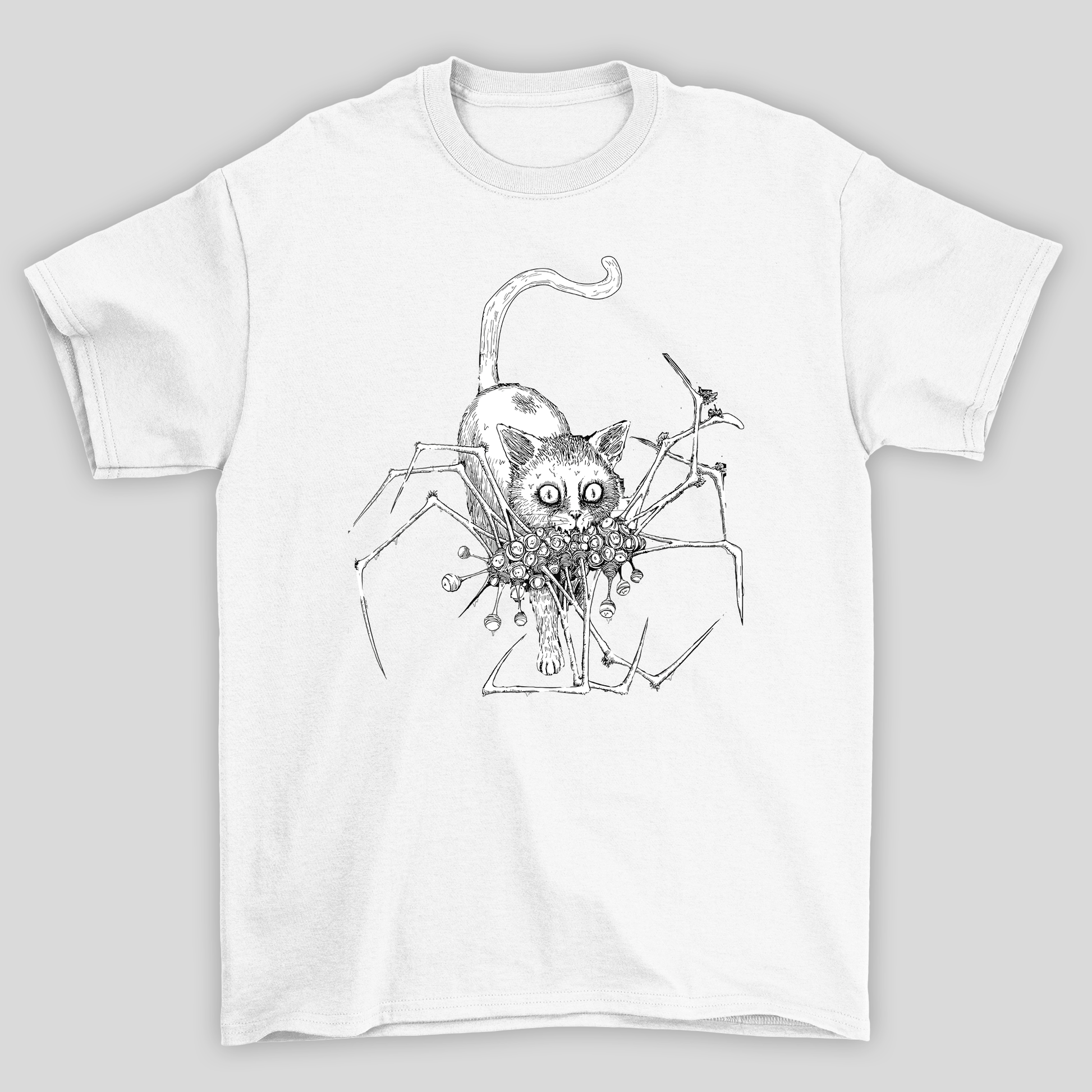 Camiseta básica branca gatinho alternativo