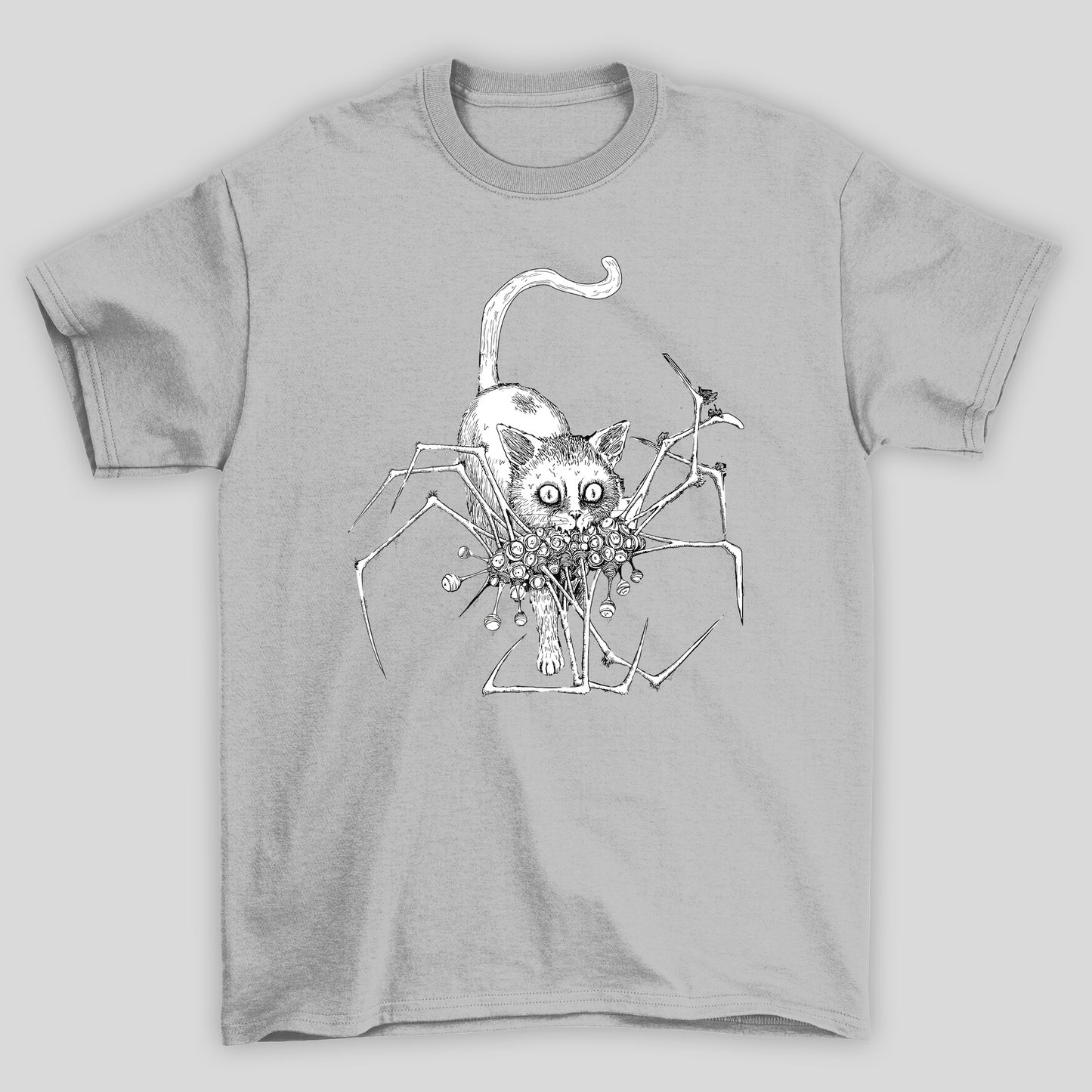 Camiseta básica cinza gatinho alternativo