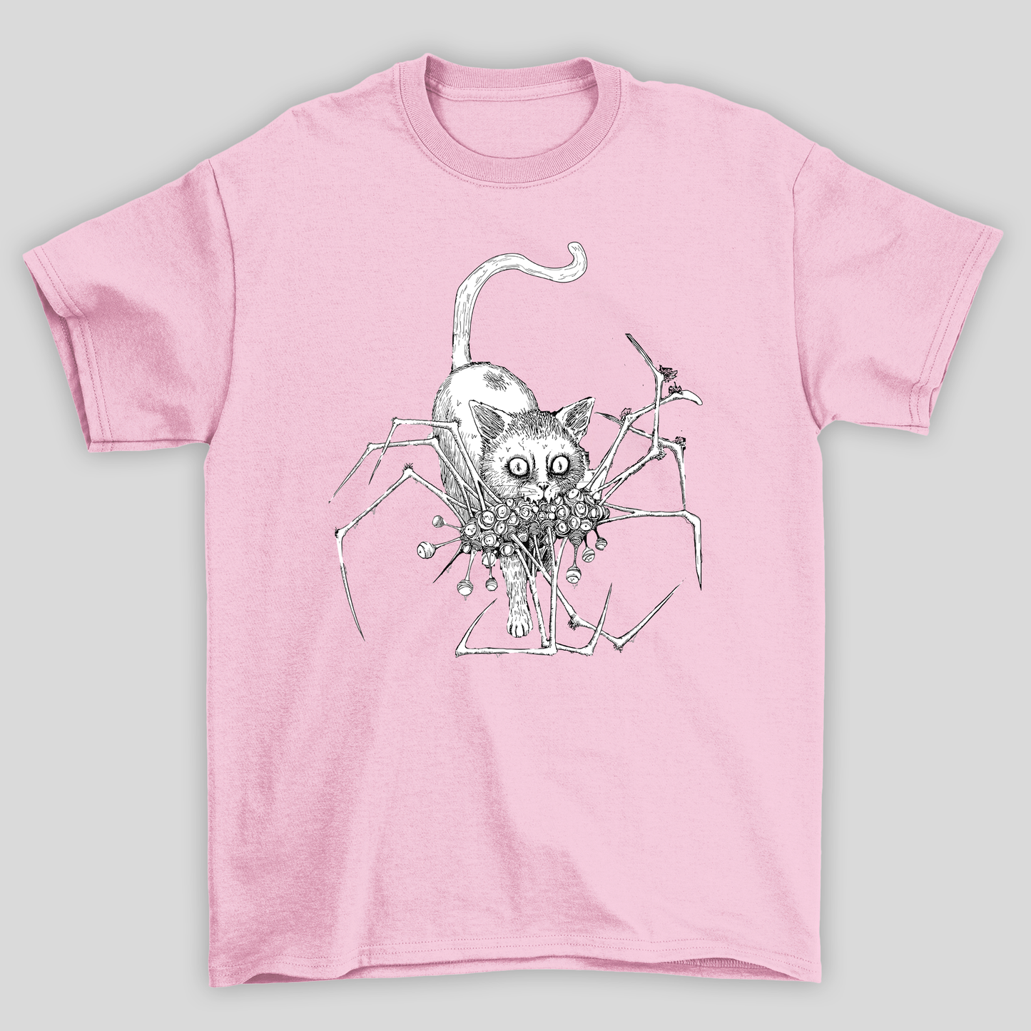 Camiseta básica rosa bebê gatinho alternativo